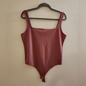 Express Peach/Pink Square Neck Bodysuit